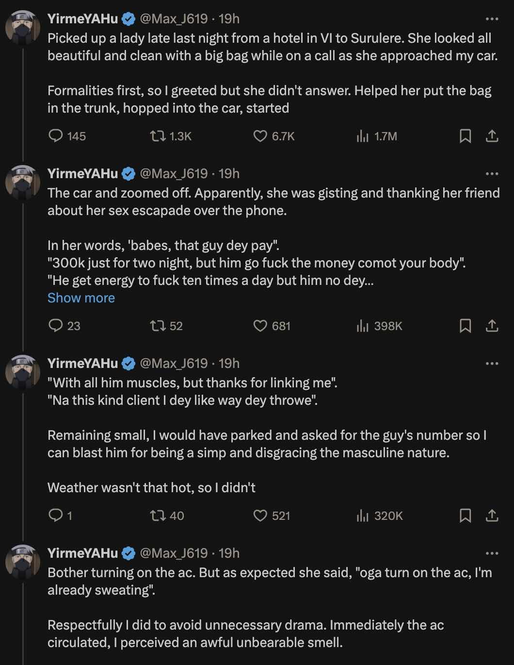 Hook-up lady bursts in tears following truth on why cab driver turned off A.C